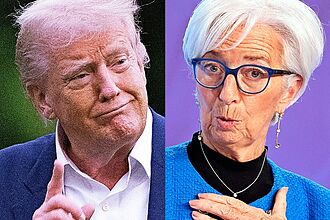 Donald Trump, presidente de EEUU, y Christine Lagarde, presidenta del BCE.