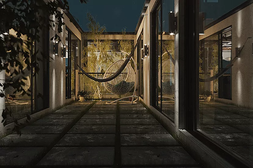 Uno de los patios de la vivienda.